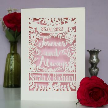 Personalised Papercut 'Forever And Always' Wedding Card, 11 of 12