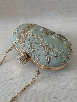 Mint Green Bird Oval Clutch, 8 of 8