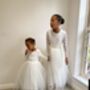 Long Sleeve Lace Flower Girl Dress – Heart Back Tulle Dress For Communion And Christening, thumbnail 8 of 12