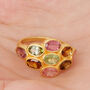 Multistone Tourmaline Silver Gold Plated Wrap Ring, thumbnail 5 of 9