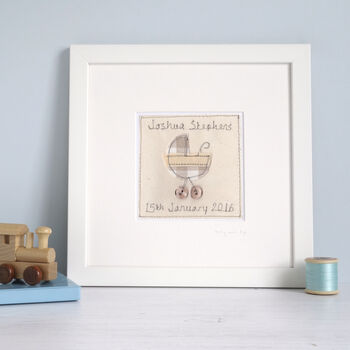 Personalised New Baby Boy Embroidered Picture Gift, 4 of 12