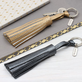 Personalised Luxury Nappa Leather Tassel Key Ring, 3 of 12