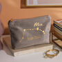 Personalised Velvet Star Sign Make Up Travel Bag For Her, thumbnail 1 of 5