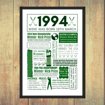 Personalised 30th Birthday Golf Fact Print, 3 of 8