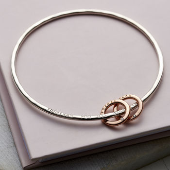 Personalised 9ct Gold And Silver Diamond Circle Bangle, 5 of 9