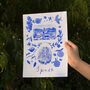 Scenes Of Spain Blue Tile Inspired Travel Print, thumbnail 3 of 11