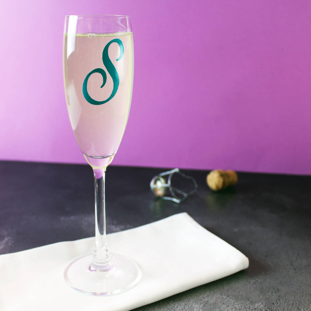 Personalised Initial Champagne Flute By 3 Blonde Bears