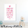 Alphabet Pink Scandi Nursery Print, thumbnail 1 of 5