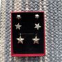 Christmas Star Sterling Silver Earrings Set Of Three, thumbnail 3 of 3