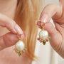 Baroque Pearl Tourmaline Gold Plated Silver Earrings, thumbnail 2 of 4