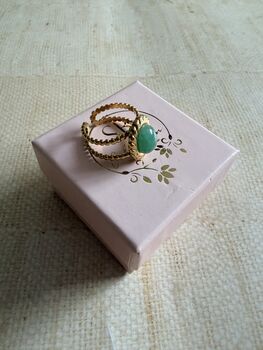Gold Plated Green Double Band Ring, 4 of 7