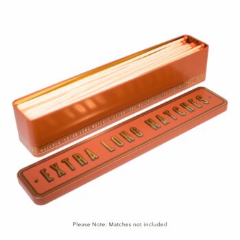 Extra Long Match Tin Storage Box Candle Gold Home Accessory Matches | Putty, 3 of 11
