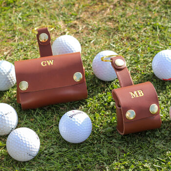 Personalised Leather Golf Ball Holder Accessory Gift, 6 of 12
