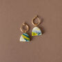 Monet Charm Gold Plated Hoop Earrings In Teal, thumbnail 1 of 4