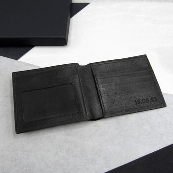 Handmade Personalised Special Date Men's Rfid Leather Billfold Wallet, 3 of 7