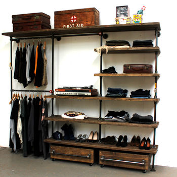 Max Reclaimed Wood And Steel Wardrobe System, 5 of 7
