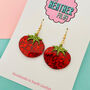 Small Red Tomato Glitter Resin Earrings, thumbnail 2 of 2