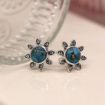 Sterling Silver Turquoise And Topaz Stud Earrings, 4 of 11