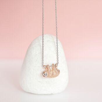 18ct Rose Gold Plated Sloth Necklace, 3 of 12