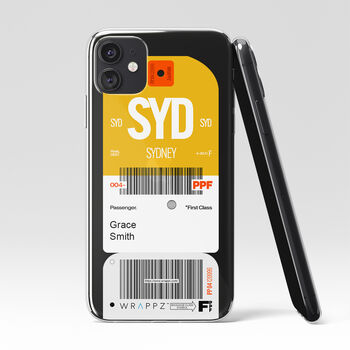 Personalised Sydney Ticket Design Clear Phone Case, 3 of 5