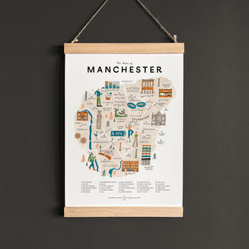 Music Of Manchester Illustrated Map Print, 2 of 4