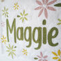 Floral Punchneedle Personalised Name Wall Art, thumbnail 3 of 3