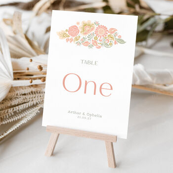 Wedding Table Numbers In Sage And Peach, 3 of 3