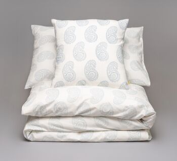 Anjuna Paisley Hand Printed Blue Cotton Cushion Cover, 4 of 8