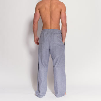 Men's Ash Grey Herringbone Flannel Pyjama Trousers, 2 of 4