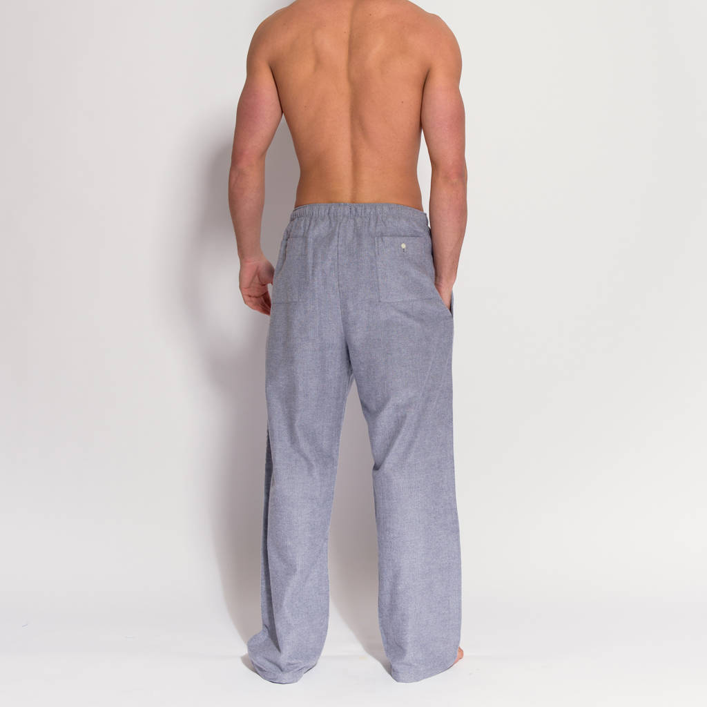 Men's Ash Grey Herringbone Flannel Pyjama Trousers By BRITISH BOXERS