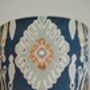 Blue Ikat Design Handmade Lampshade Blues Grey Beige Fabric Table Floor Or Ceiling Pendant, thumbnail 2 of 5