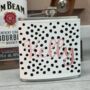 Personalised Black And White Spot Hip Flask, thumbnail 1 of 3