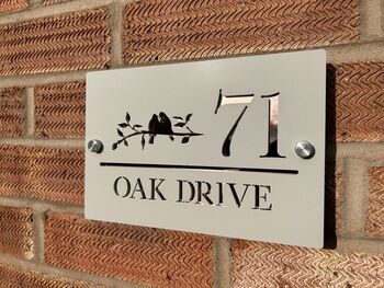 Personalised Bird On Branch Design House Acrylic Number Sign, 4 of 7