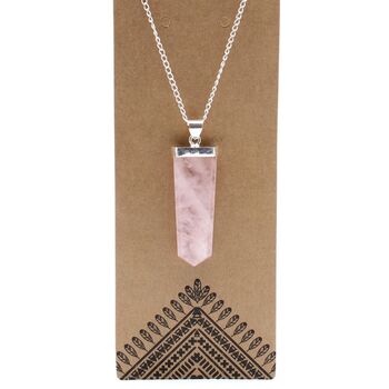 Gemstone Flat Pencil Pendant Rose Quartz, 3 of 8