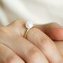 Hammered Finish Freshwater Pearl Ring In Gold Plating, thumbnail 4 of 6