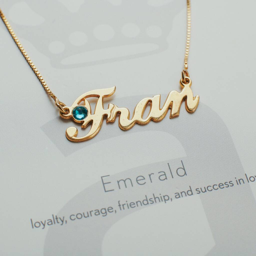 Personalised Name Necklace With Birthstone, 1 of 12