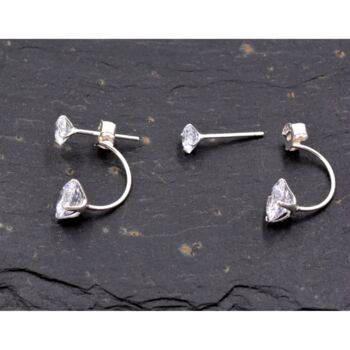 Sterling Silver Front And Back Cz Crystal Stud Earrings, 3 of 6