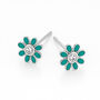 Sterling Silver Green Forget Me Not Stud Earrings – 5mm, thumbnail 3 of 8