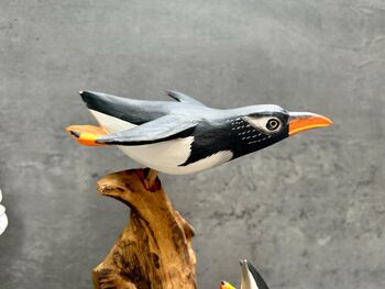 Wooden Penguin Ornaments Hand Carved Penguins Sculpture, 8 of 8