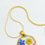Pendant Necklace With Daisies And Forgetmenots In Gold Or Silver, thumbnail 5 of 12