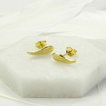 Sterling Silver And Gold Dove Wing Stud Earring Pack, 2 of 4