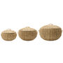 Set Of Three Handwoven Hyacinth Baskets, thumbnail 2 of 4