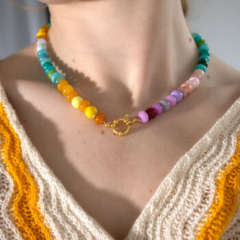 Multicolour Gemstone And Glass Bead Necklace, 3 of 4