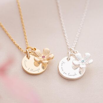 Birthstone Flower And Disc Message Necklace, 2 of 12