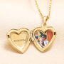 Personalised Message Stainless Steel Heart Locket Necklace In Gold Plating, thumbnail 2 of 2