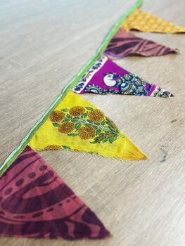 Upcycled Sari Flags, Handmade Bunting, Multicoloured, 12 of 12