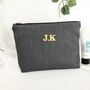 Personalised Pouch, Charcoal Grey Linen Pouch Bag, thumbnail 4 of 5