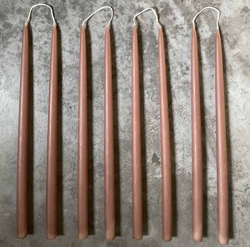 Hand Dipped Taper Candles In Earth