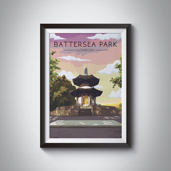 Battersea Park London Travel Poster Art Print, 2 of 7
