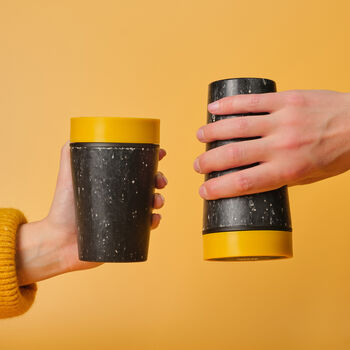 Circular And Co Coffee Cup Made From Paper Cups 8oz Grey And Mustard, 6 of 8